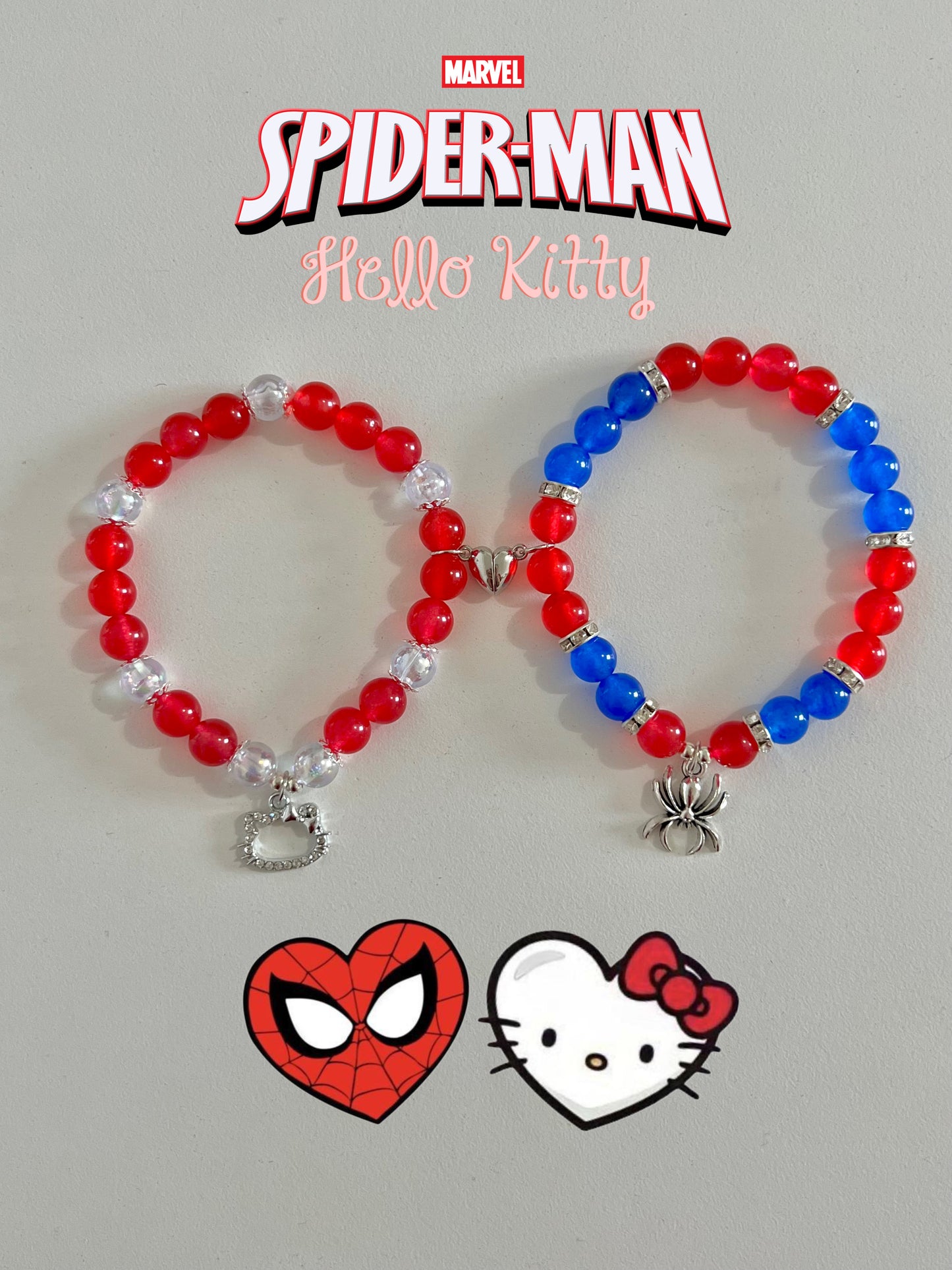 Red Hello Kitty & OG Spiderman Bracelet Set