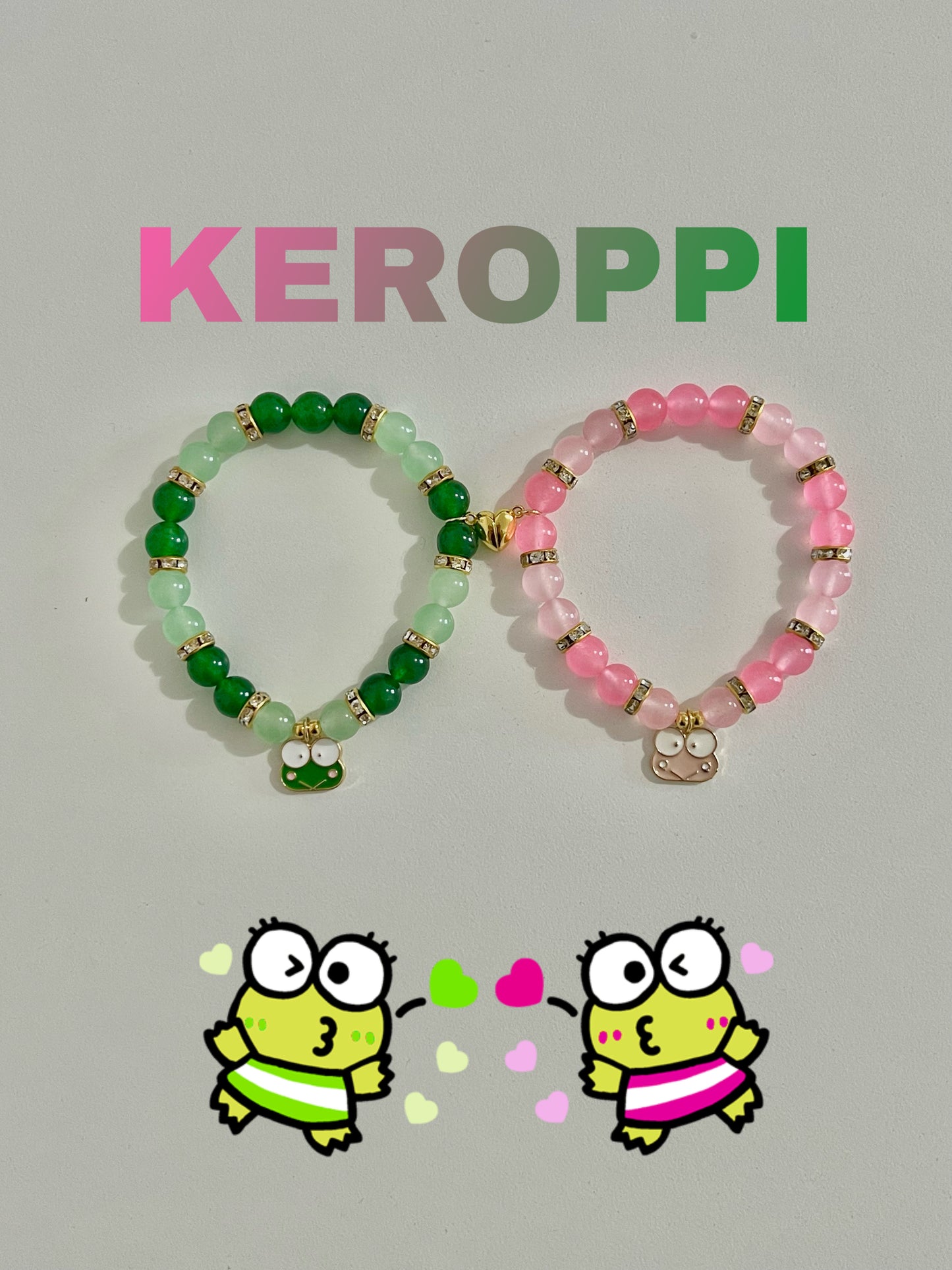 Pink Keroppi & Green Keroppi Bracelet Set