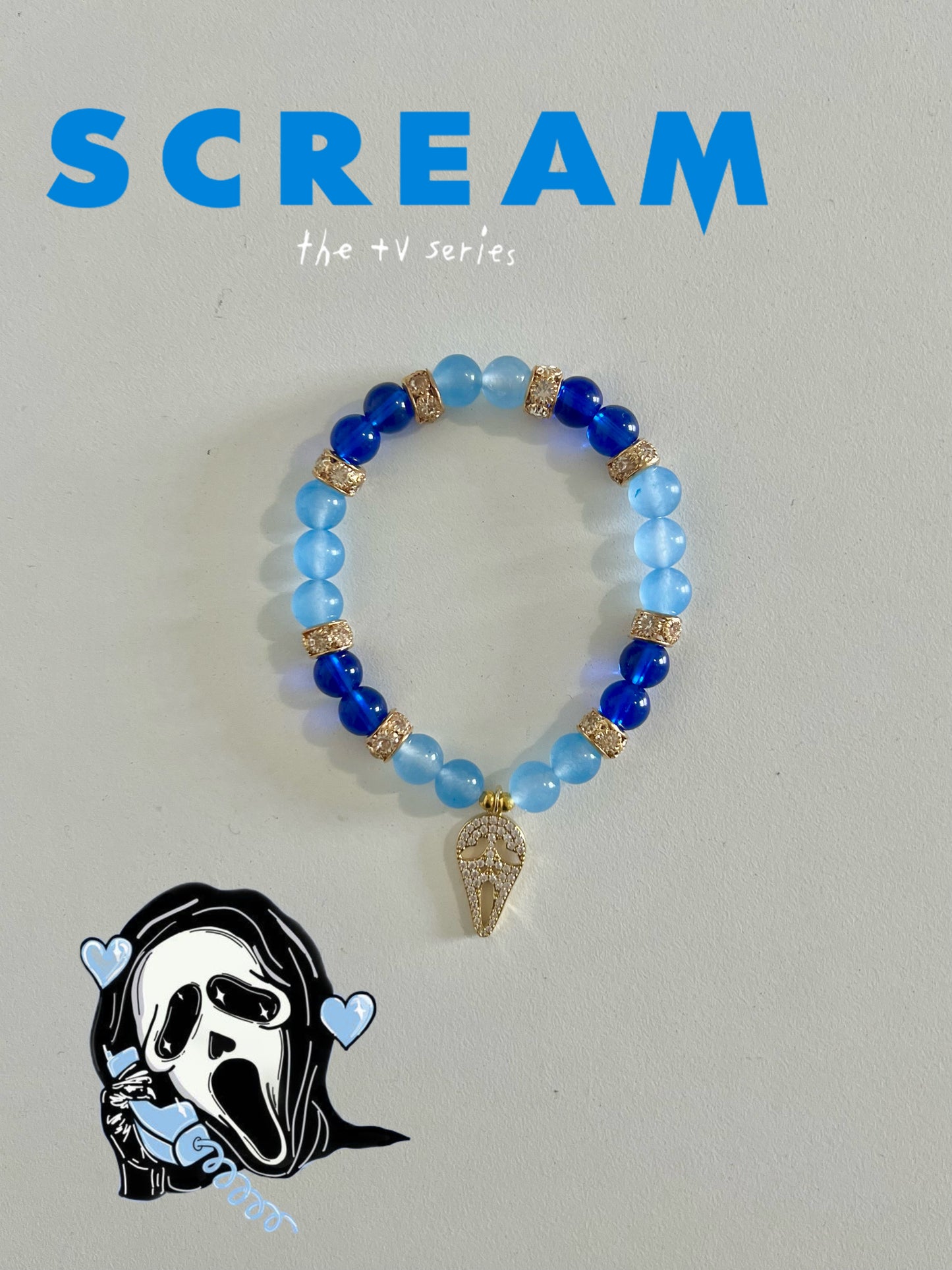 Blue Scream Beaded Bracelet