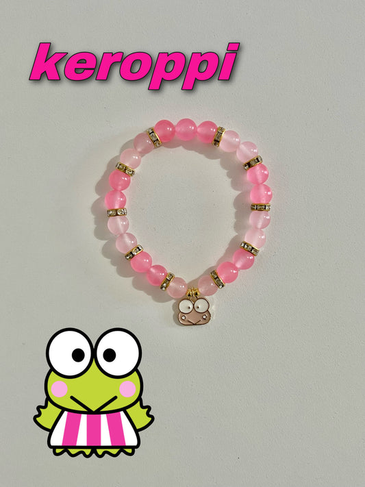 Pink Keroppi Beaded Bracelet