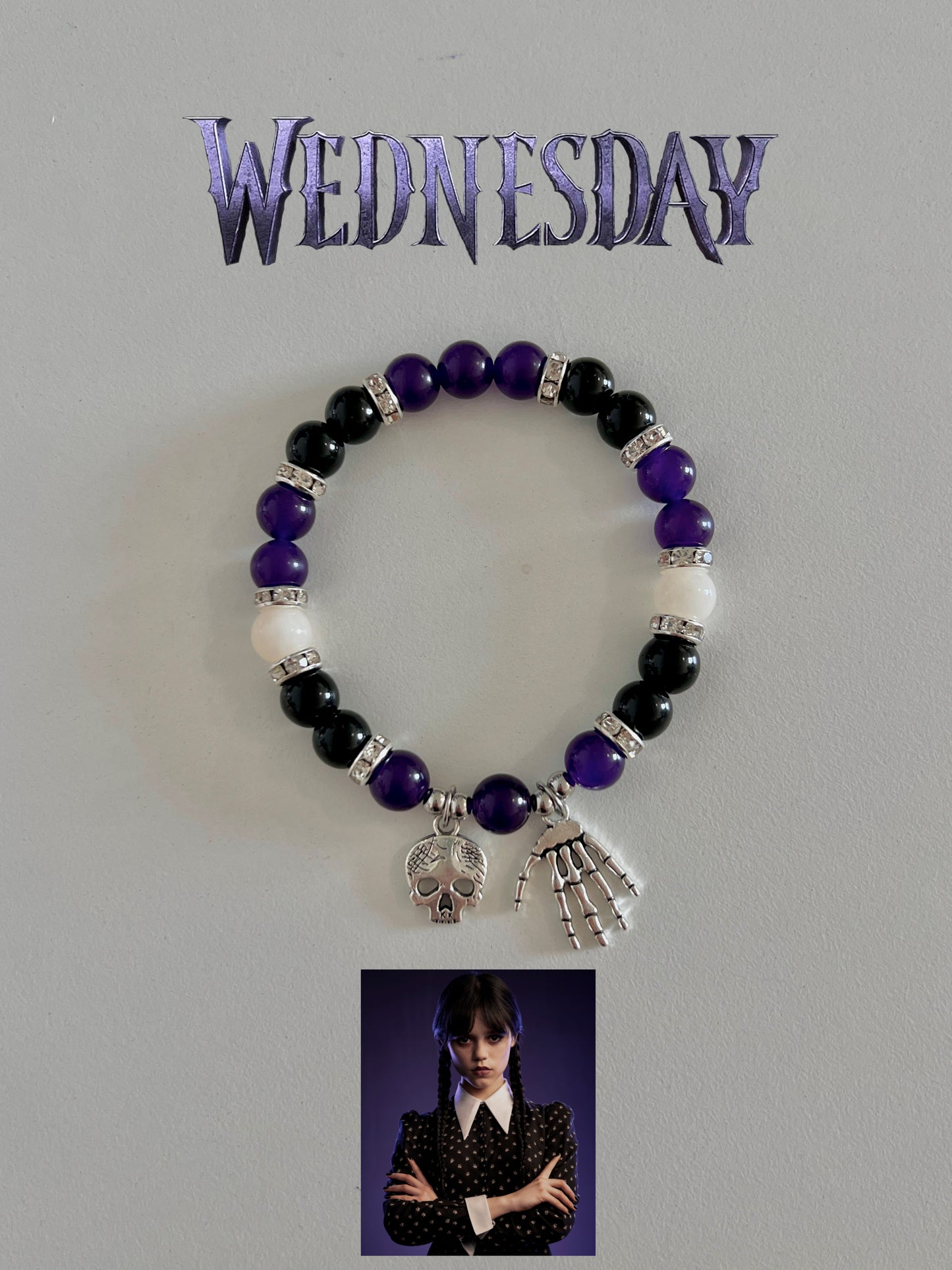 Wednesday Addams Beaded Bracelet