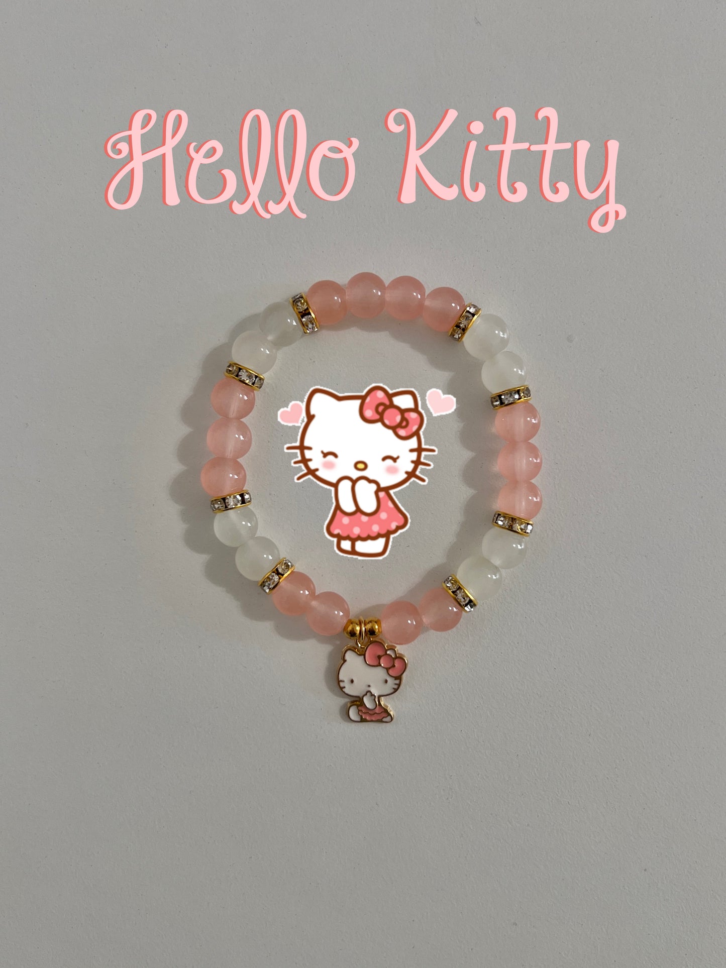 Peach Hello Kitty Beaded Bracelet
