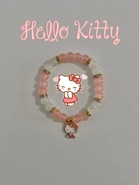 Peach Hello Kitty Beaded Bracelet