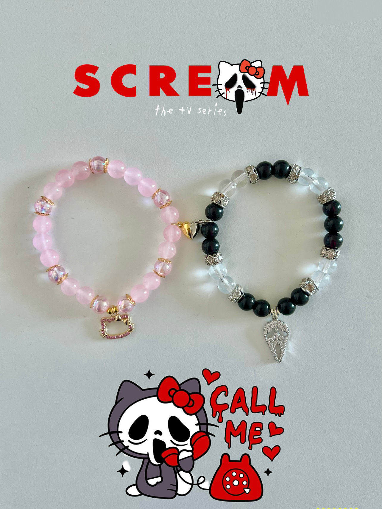 OG Black Scream & Hello Kitty Bracelet Set