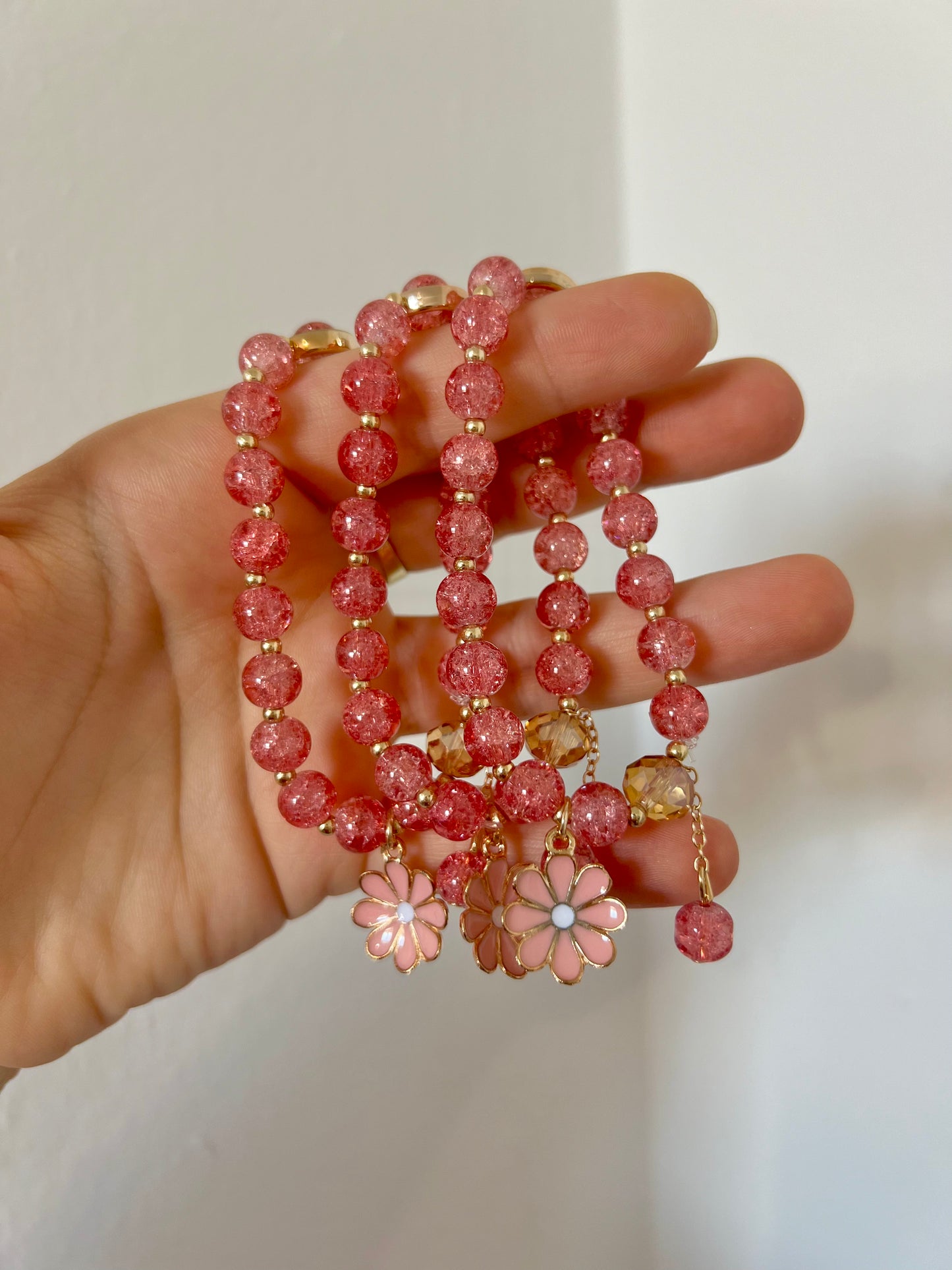 Pink Flower Exclusive Beaded Bracelet