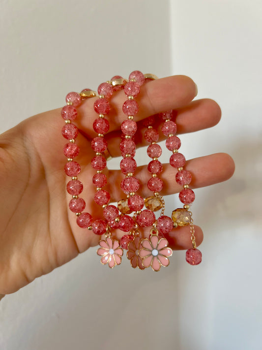 Pink Flower Exclusive Beaded Bracelet