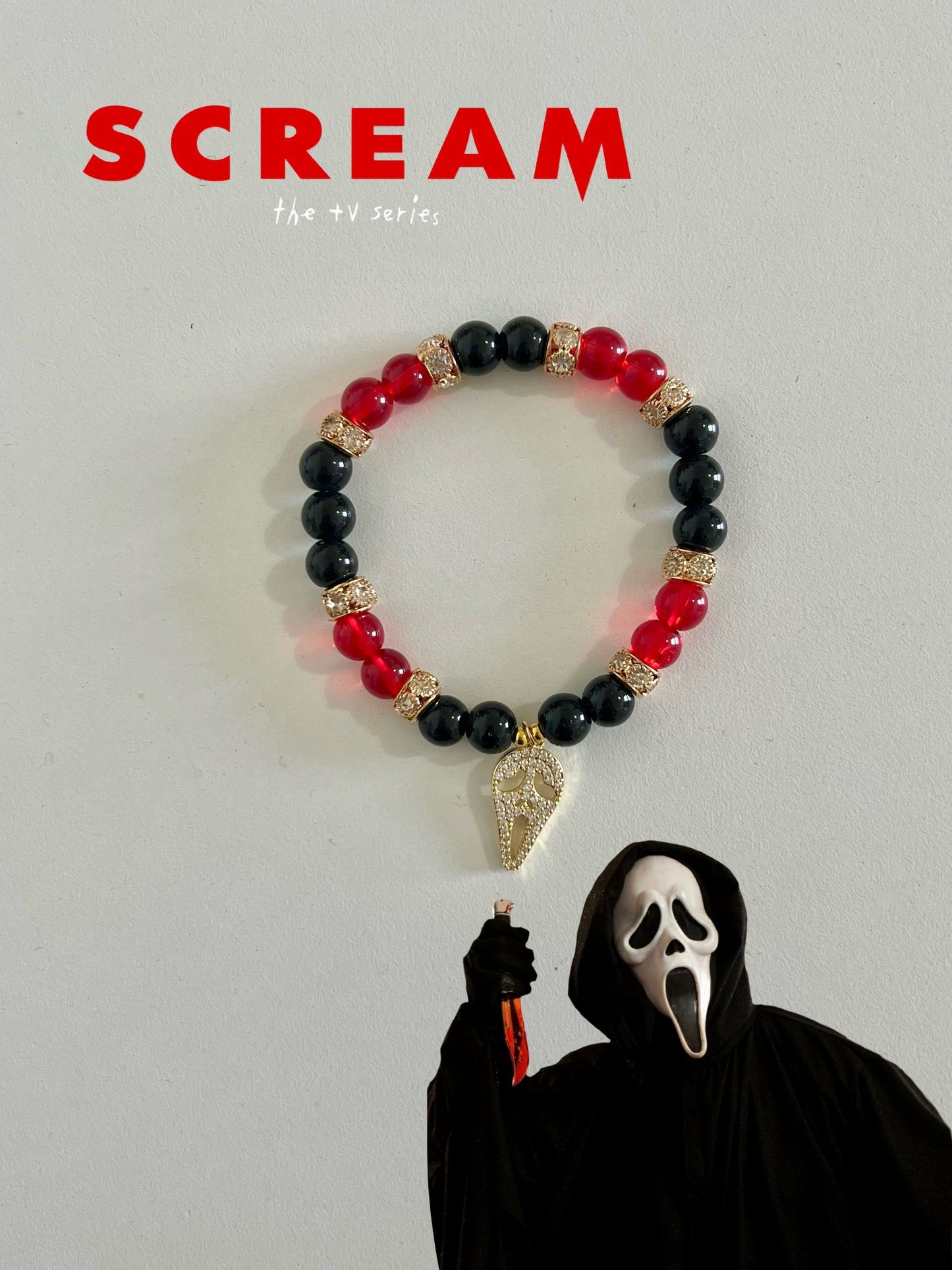 Red Scream Beaded Bracelet