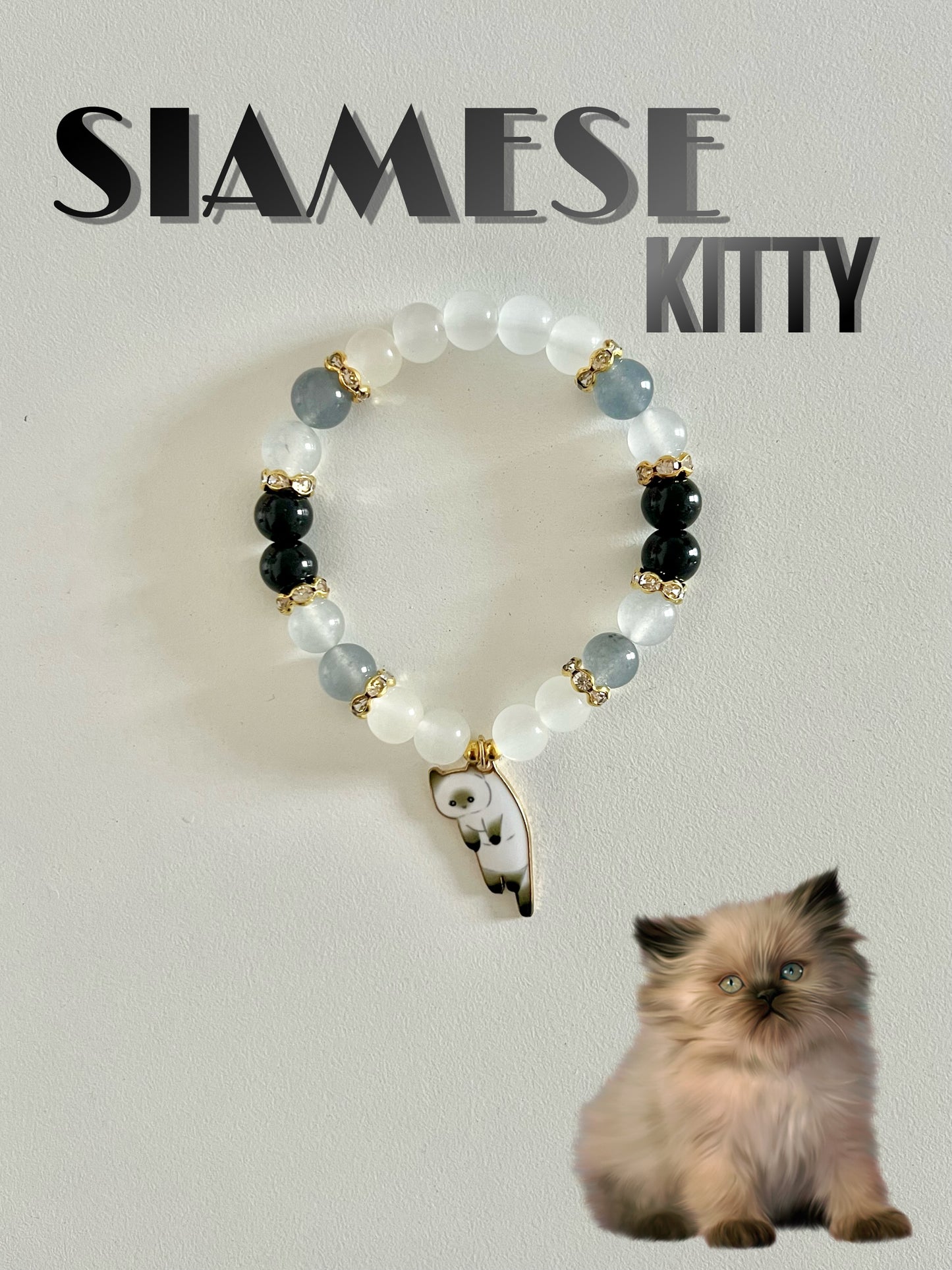 Siamese Kitty Beaded Bracelet