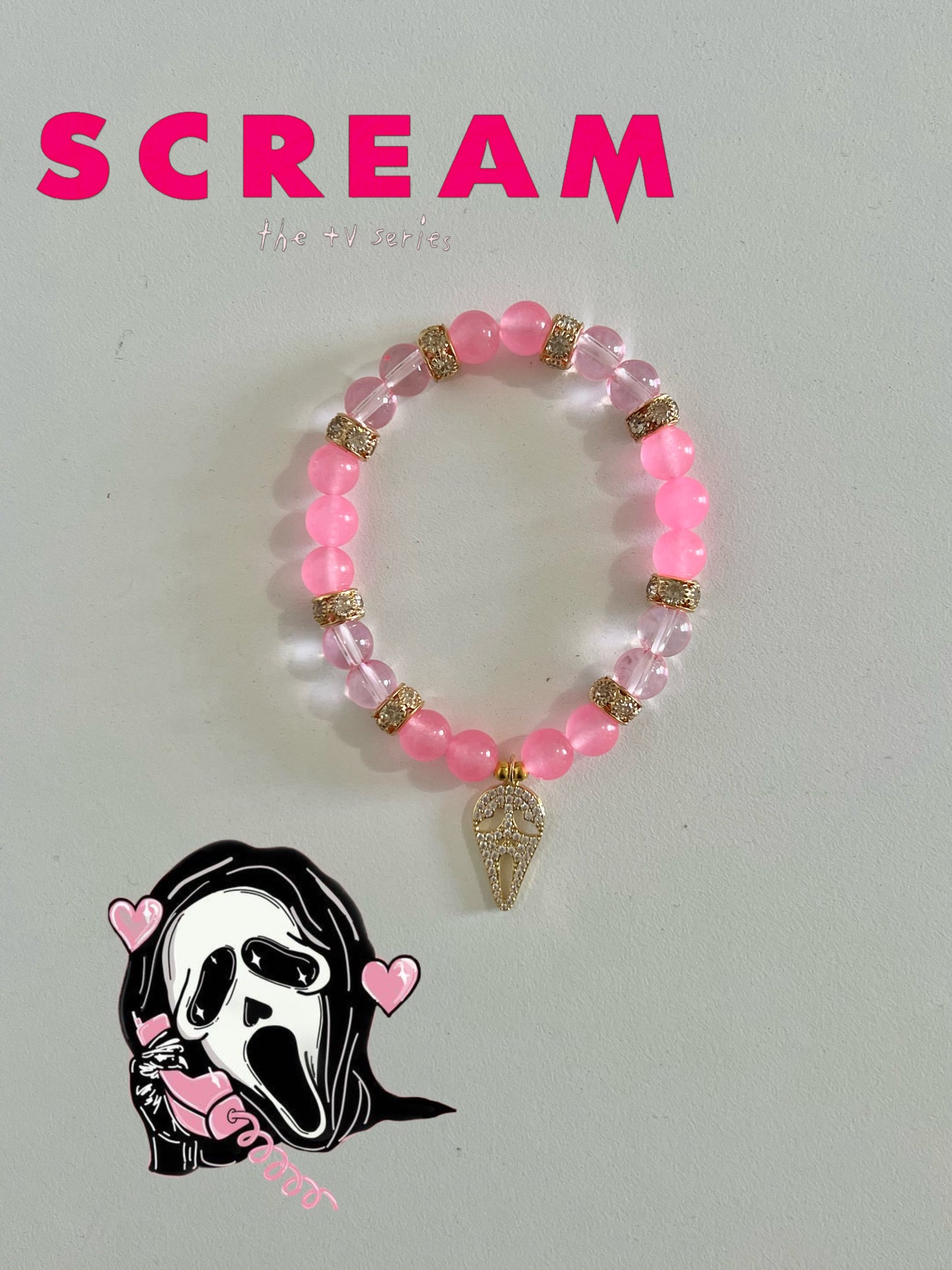Pink Scream Beaded Bracelet