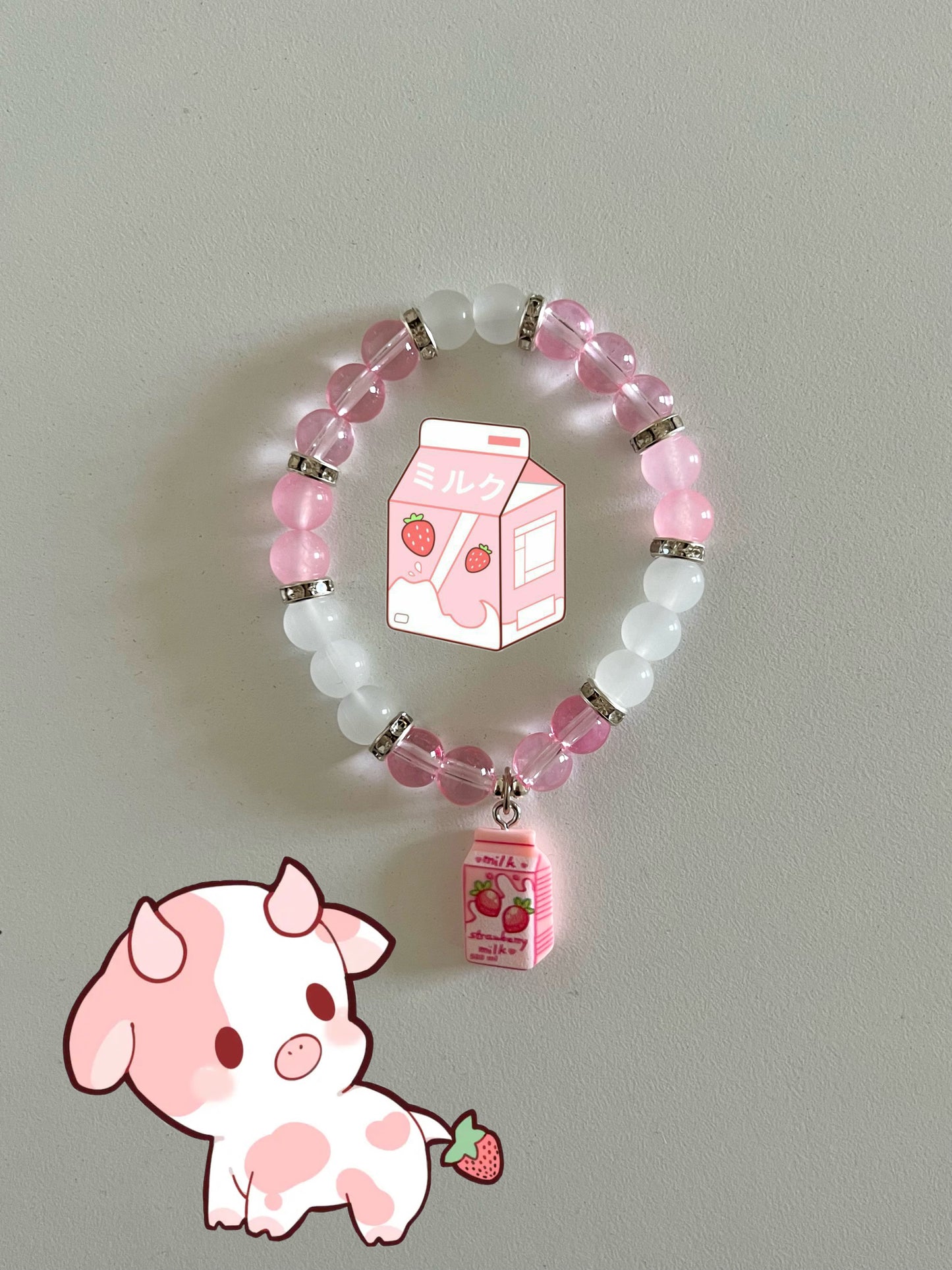Strawberry Milk Beaded Bracelet