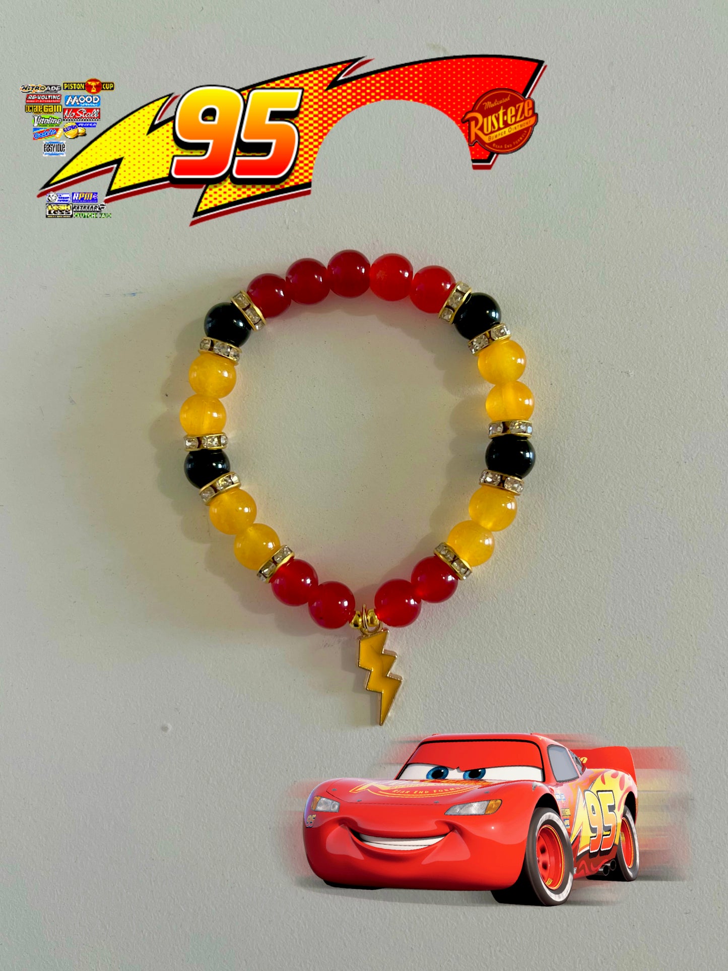 Lightning McQueen Beaded Bracelet