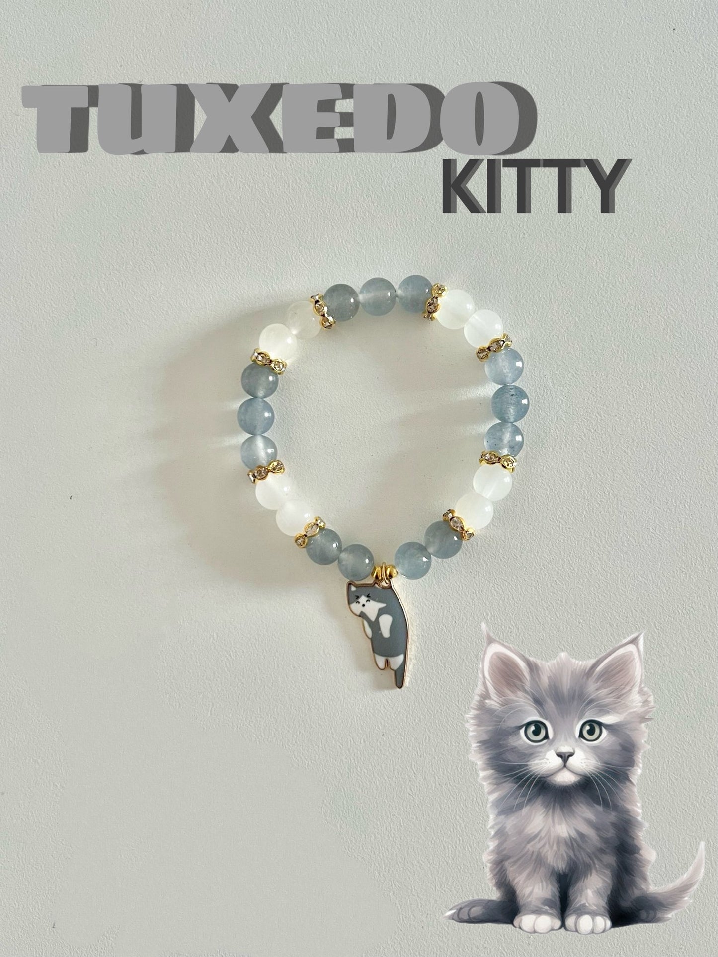 Tuxedo Kitty Beaded Bracelet