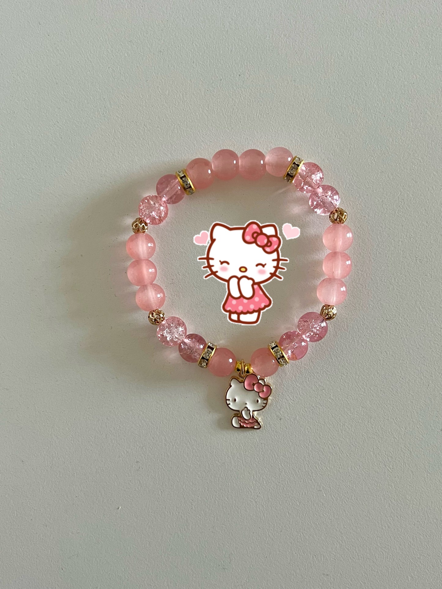 Peach Hello Kitty Beaded Bracelet