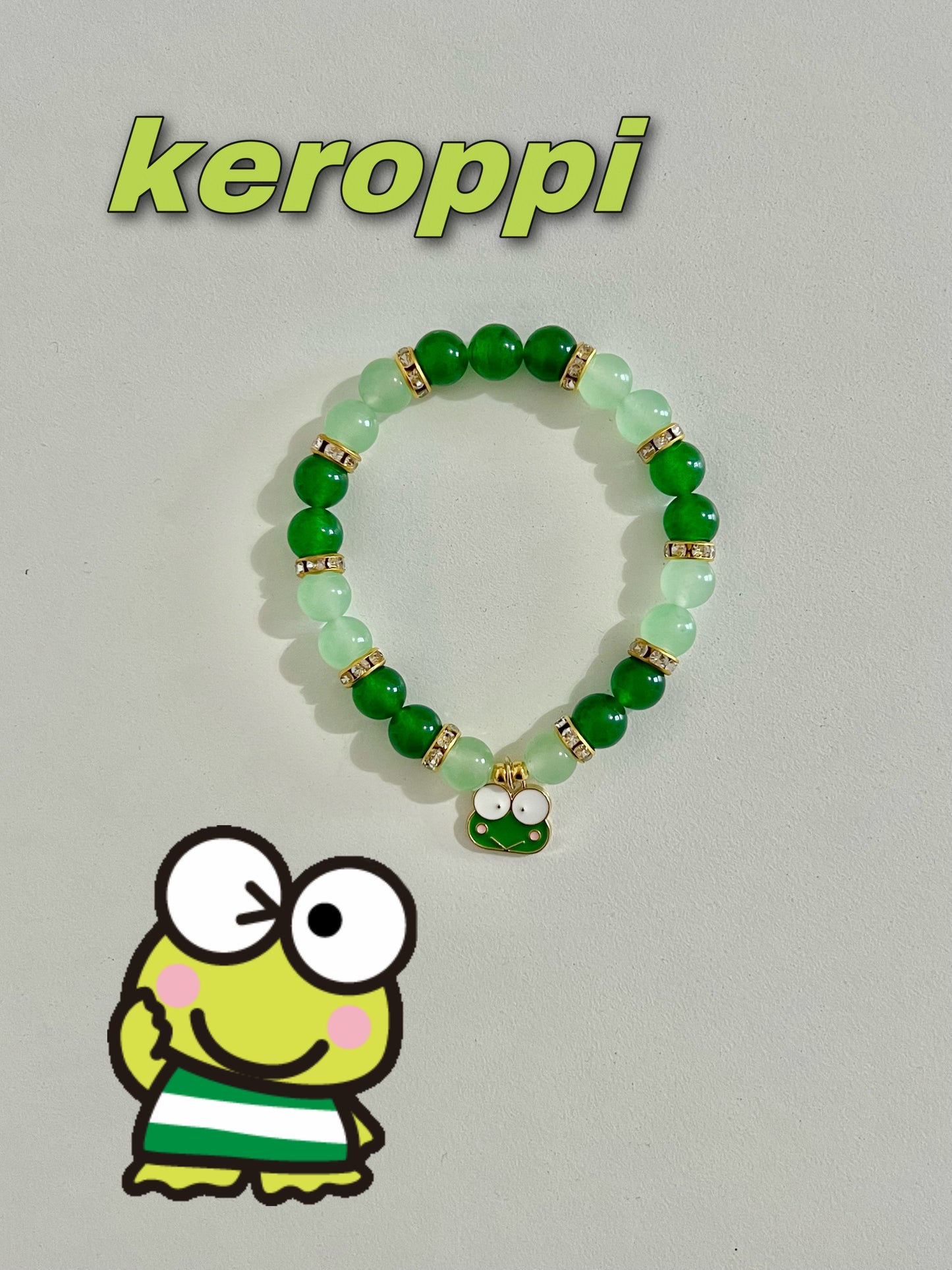 Green Keroppi Beaded Bracelet