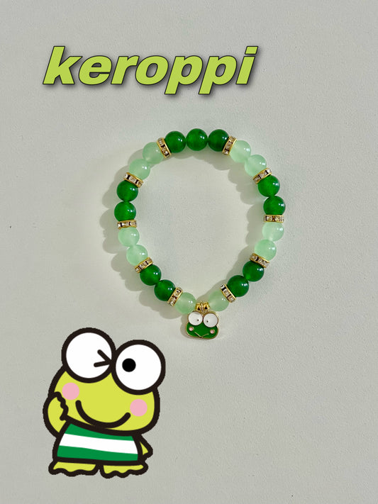 Green Keroppi Beaded Bracelet