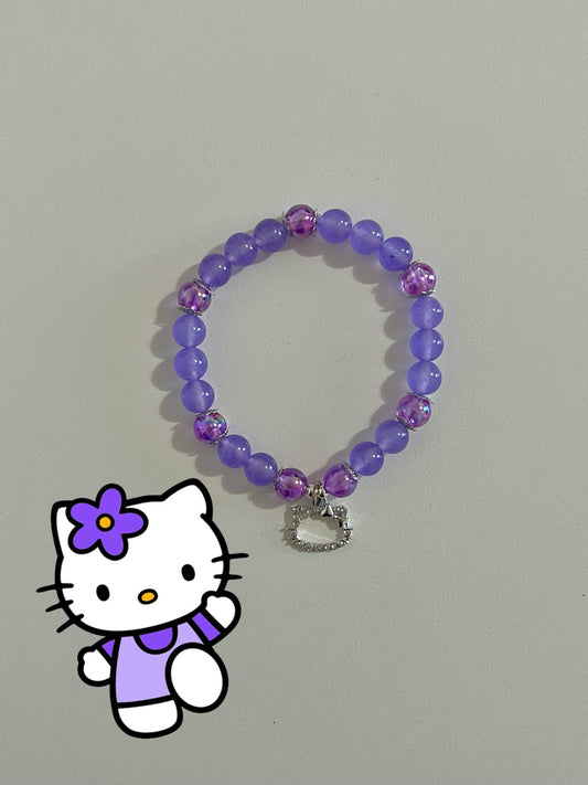 Purple Hello Kitty Beaded Bracelet