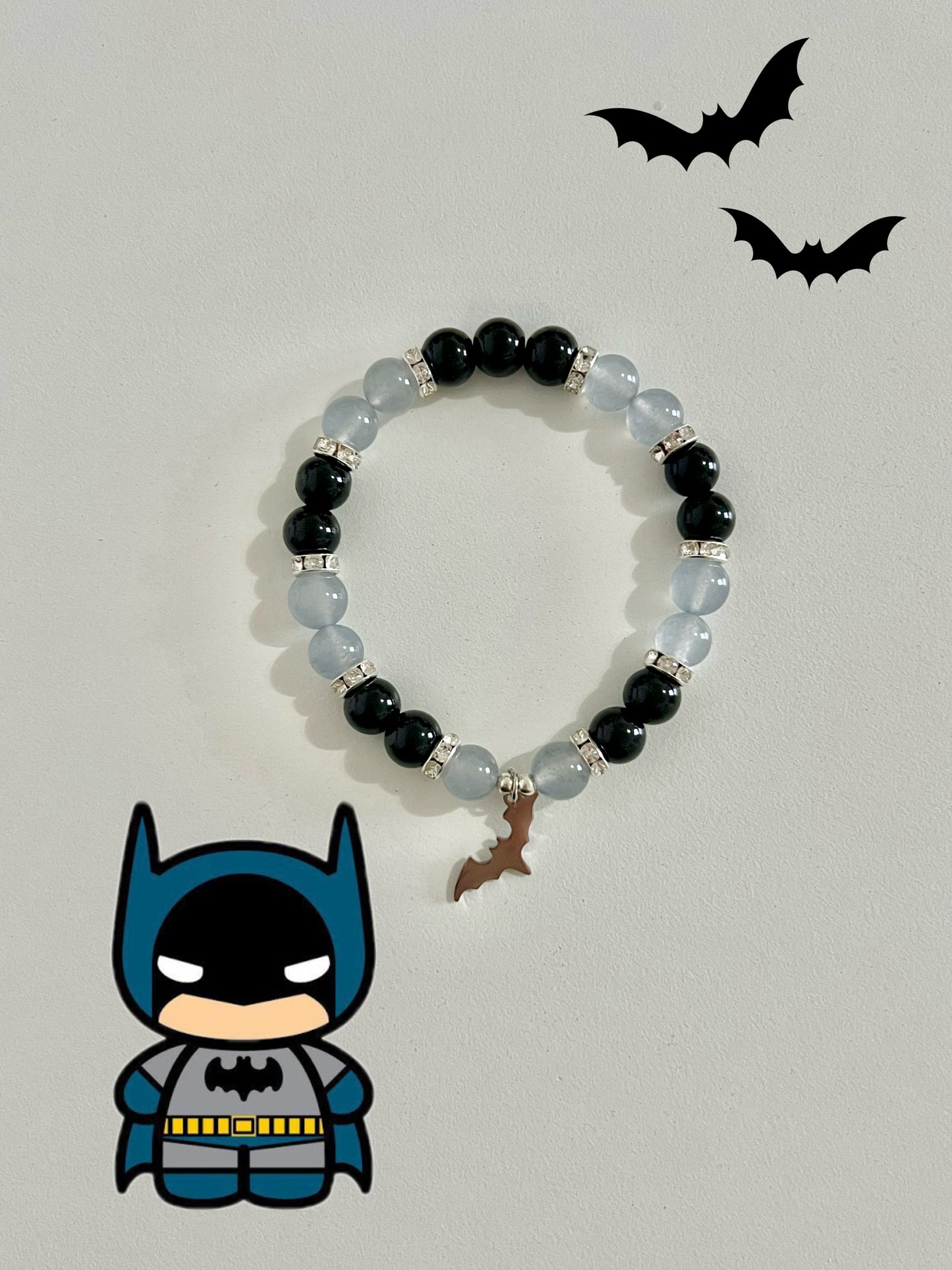 Grey Batman Beaded Bracelet