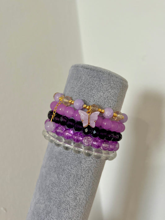 Purple Basic Butterfly Set Exclusive Beaded Bracelet