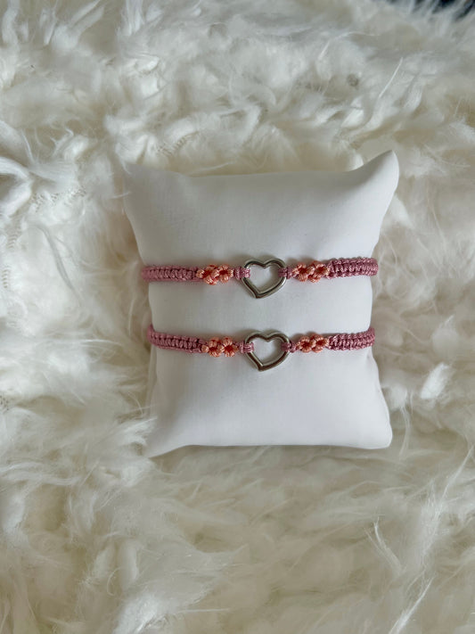 Dark Pink Heart Exclusive Braided Bracelet