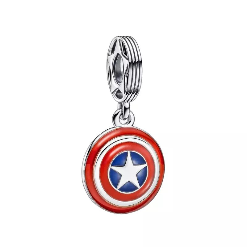 925 Sterling Silver Captain America Shield Charm