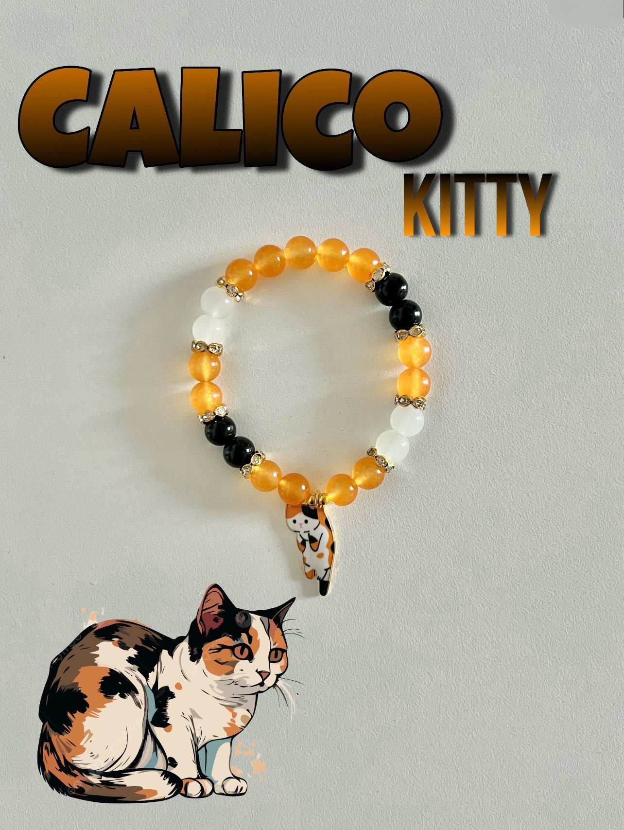 Calico Kitty Beaded Bracelet