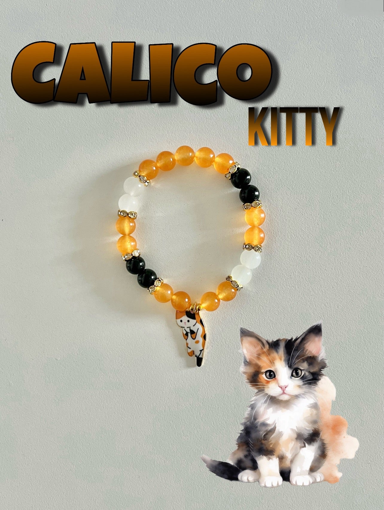 Calico Kitty Beaded Bracelet