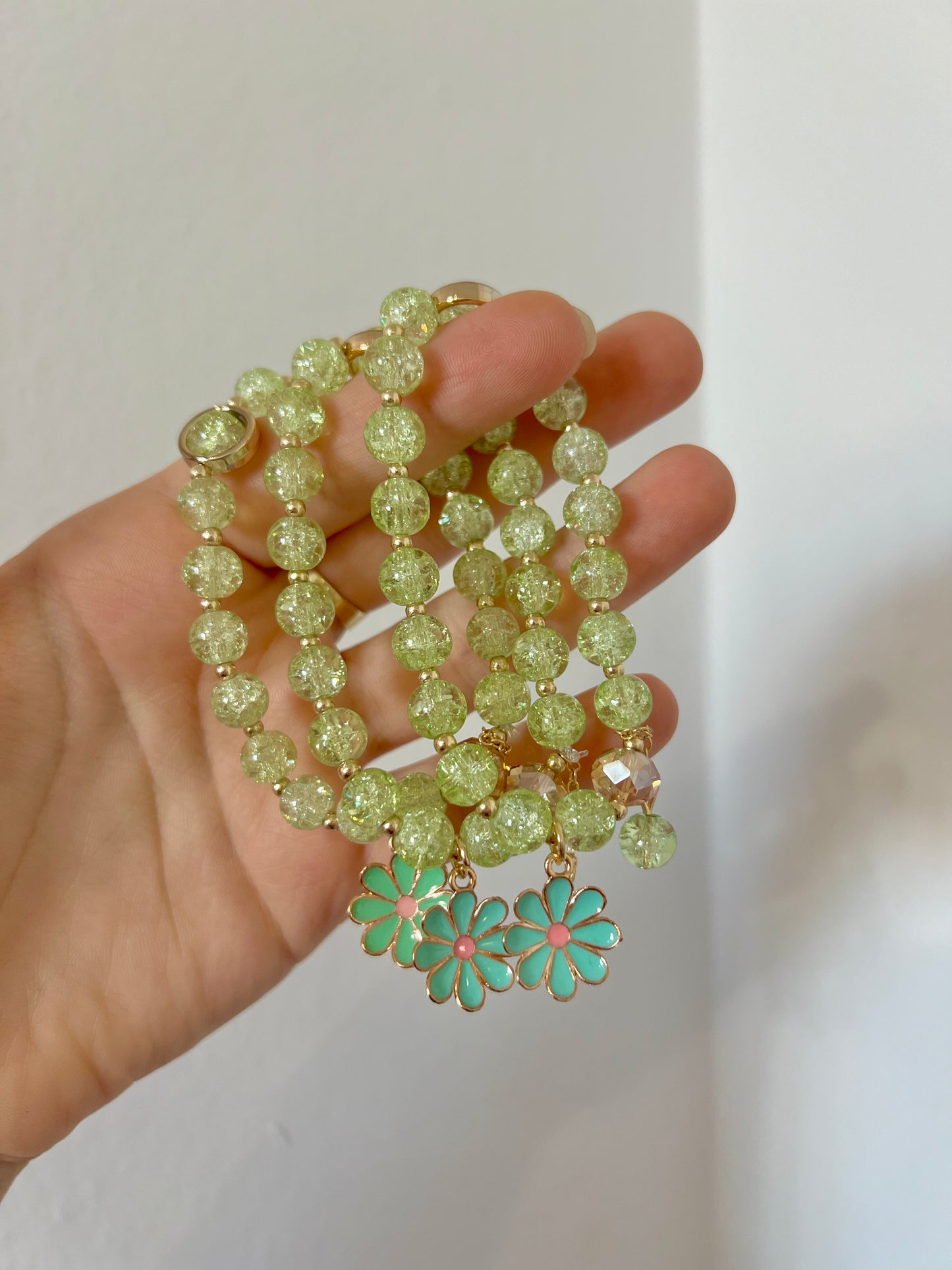 Green Flower Exclusive Beaded Bracelet