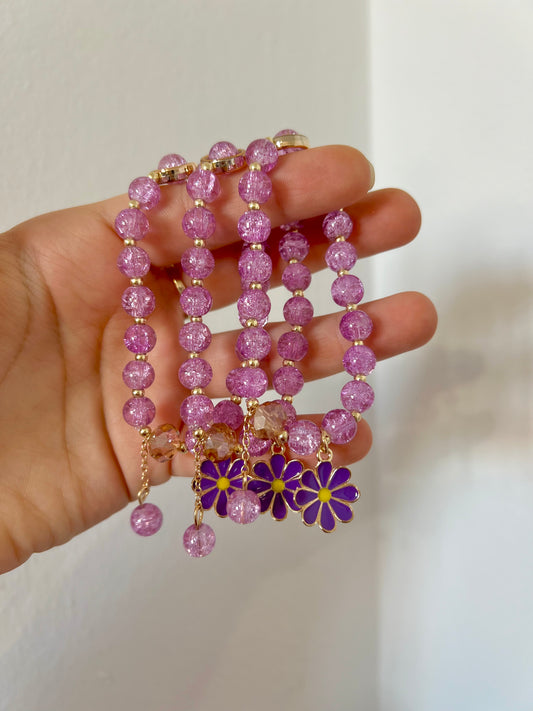 Purple Flower Exclusive Beaded Bracelet